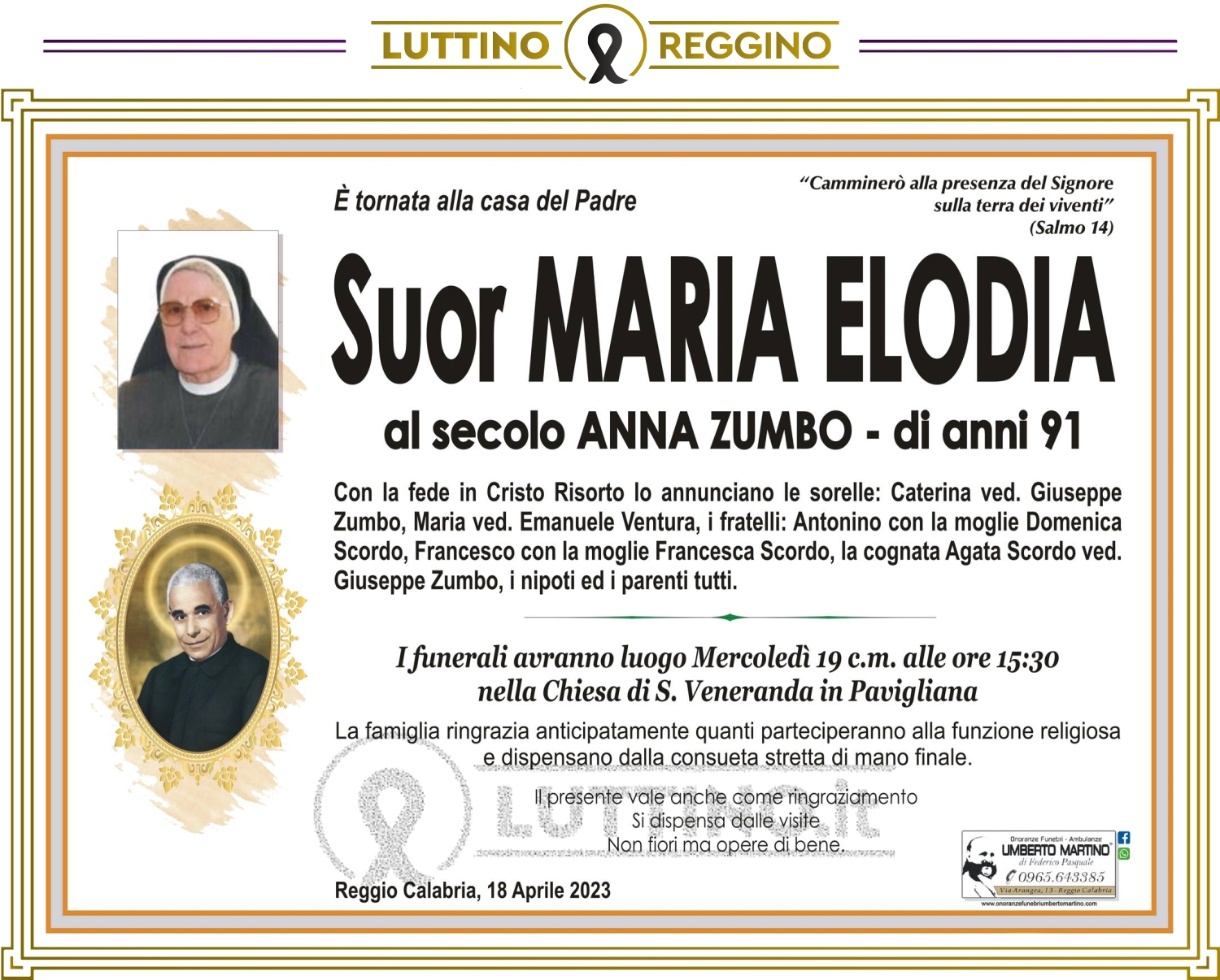 Suor Maria Elodia